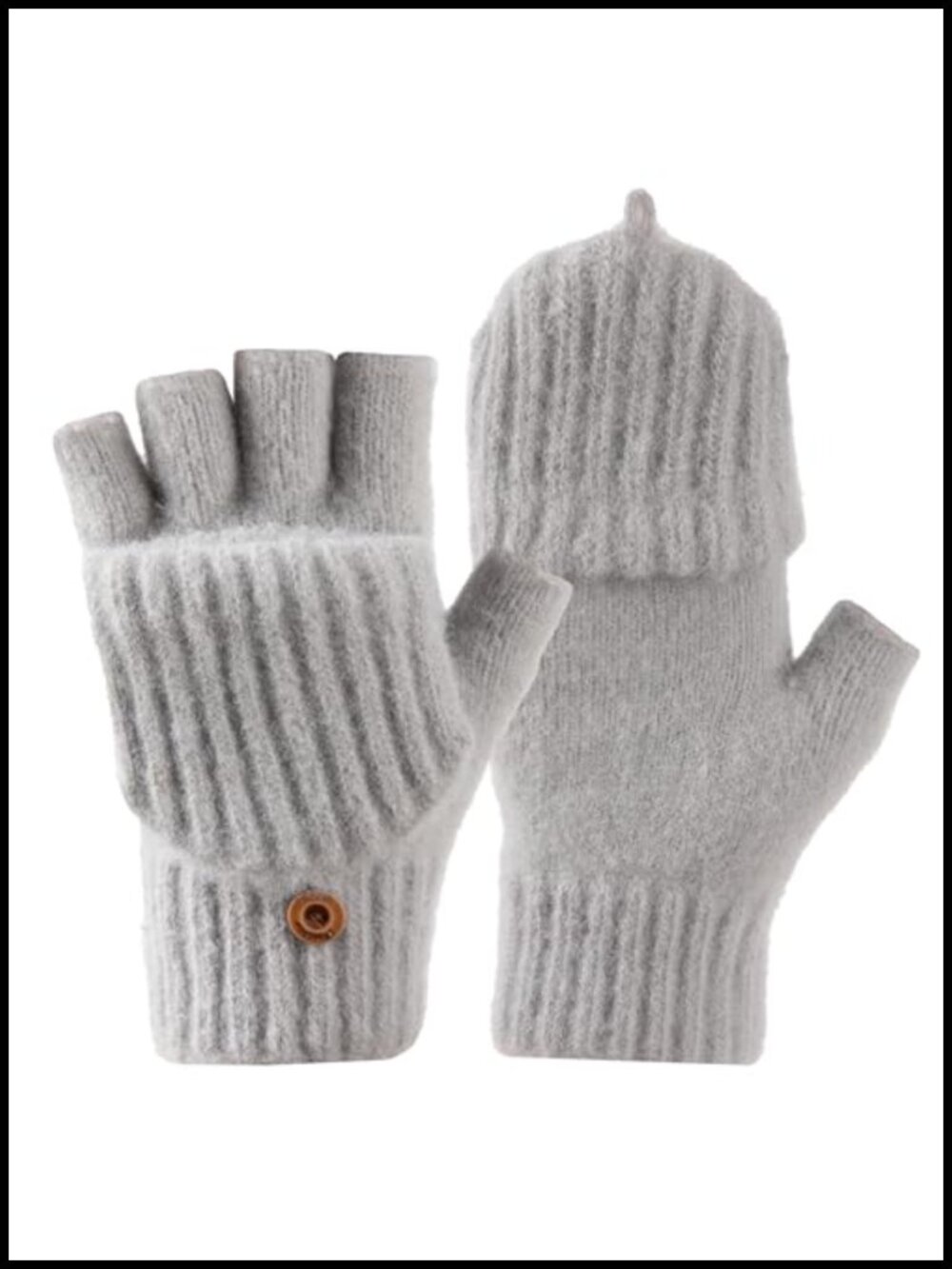 Fingerless Winter Gloves Convertible Mittens Touchscreen Knit Acrylic Nylon